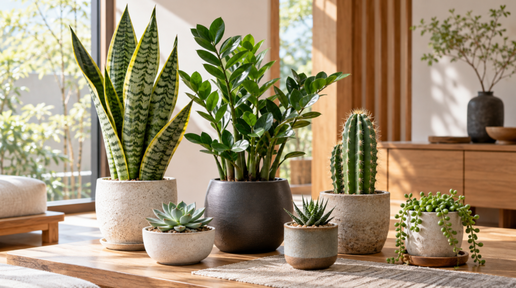サンスベリアやZZプラントなど水やり頻度が少ない観葉植物